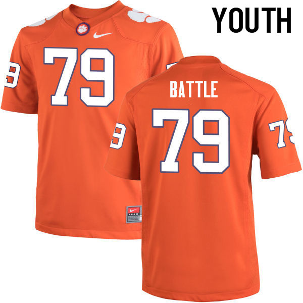 Youth Clemson Tigers #79 Isaiah Battle College Football Jerseys-Orange - Click Image to Close